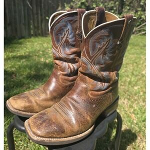 Ariat Mens QuickDraw Western Brown  Rowdy Square Toe 9.5EE 10005714